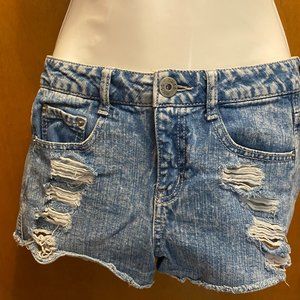 Mudd Flx Stretch Frayed Hem Ripped Jean Shorts